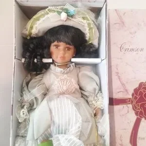 crimson collection Toys Crimson Porcelain Doll Collection African American Doll Olive Green Dress Poshmark